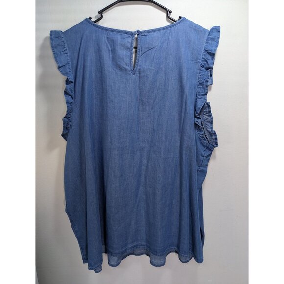 NEW Maurices Sleeveless Chambray Ruffle Top Womens Plus Size 3X - Picture 9 of 9